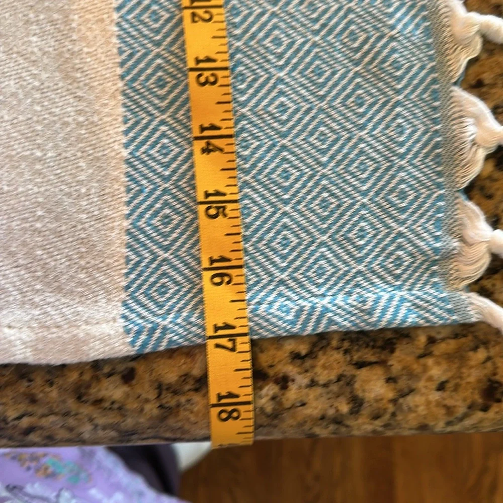 NWOT 6 Various Blue and White Hand Towels w/Fringe Detailing
